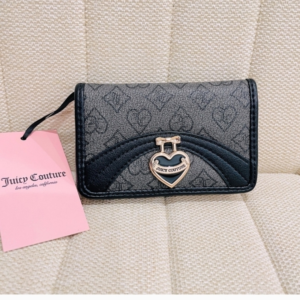 🖤🔹️Juicy Couture🔹️ Black Precious Moments Elongated Bifold Wallet Heart Logo